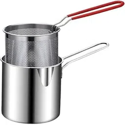 Stainless Steel Deep Fryer Set, 1200ml Frying Pot with Strainer Basket, Handle-picture-27