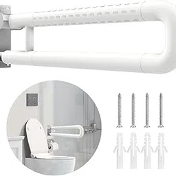 (Max Group) Stainless Steel Flip-Up Grab Bar | 17 Inch Bathroom Handle for Seniors with Anti-Slip Nylon Grip | Space-Saving Safety Bar for Shower, Toilet & Bedside-image-38