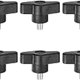 HARFINGTON 10pcs Wing Knobs M6 x 8mm Male Thread Plastic Tee Stud Knobs T Threaded Handles Hand Clamping Tightening Thumb Screws Thumbscrew, Black-picture-13