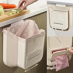 KIGI 2.6 Gallons Collapsible Hanging Trash Can for Kitchen Cabinet Door,10L Wall Mounted Garbage Bin with Waste Bag Holder (Milk White)-picture-22