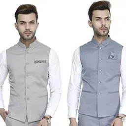 manq Men's Slim Fit Formal Waistcoat (Combo of 2)-picture-12