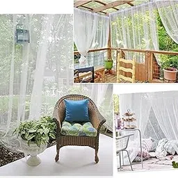 RYB HOME Outdoor Mosquito Net for Porch/Patio/Canopy/Gazebo - 2 Panels Waterproof Outdoor Sheer Tulle Curtains Mesh Net Privacy Outdoor Drapes with Adjustable Length, White, W118 x L98 inches-image-11