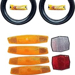 Metro Xtra Power Bicycle Tyre Tube Set of 2 Pcs 20x2.4, with Reflectors and Mounting Kit, Black-picture-36