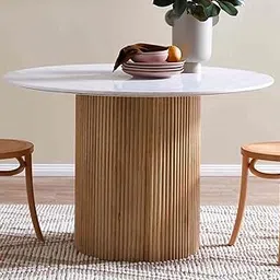 Naresh Art and Handicraft Marble Top Solid Wood 4 Seater Dining Table for Living Room Home Hall Hotel Dinner Restaurant Wooden Dining Table Dining Room-picture-16