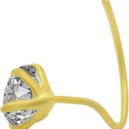 memoir GOLD plated Brass, Single Solitaire look, Swiss Cubic Zirconia (CZ) Nose pin, Nose Stud Women Girls-picture-13