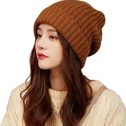 Topibaaz Knit Acrylic Plain Beanie Hat for Men Women Winter Warm Earflap Soft Wool Slouchy Skull Cap with Ear Warmer Outdoor Sports Casual Woolen Hat-image-11