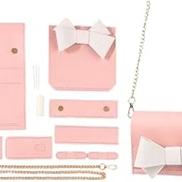 MYADDICTION DIY PU Leather Bag Making Kit Leather Craft Handbag Cute Sewing Complete Set Pink | Women's Handbags & Bags-picture-24