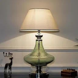 Kapoor E-ILLUMINATIONS Blue Ocean Marcella Glass Table Lamp with White Cotton Shade(Bulb Included)-picture-11