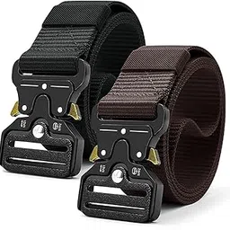 evolon deals Unisex Synthetic Belt Wide Nylon Military Style Tactical Canvas Men's and Women's Waist Belt with Metal Buckle Black and Brown Color Belt Free Size(pack of 2)-picture-51