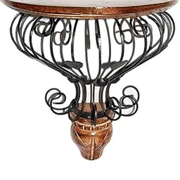 VudRtyst Wooden and Iron Fancy Wall Hanging Shelf, Stand for Living Room and Bedroom Decor - Beautiful Hand Carved Wall Decor Shelf for Home (Brown & Black15 x 30x 30 cm)-image-20