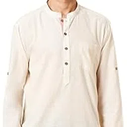 indus route by pantaloons Men's Cotton Linen Solid Regular Kurta-picture-51