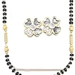 mufasa fashions Gold-Plated AD Mangalsutra with Earrings for Women, Daily Use | Gold Look, Anti-Tarnish Finish-picture-20