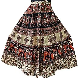 Women Printed Casual Wear Multicolor Cotton Elasticed Full Flared Skirt_Skirt 1-image-88