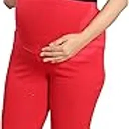 mamma's maternity Women's Slim Fit Rayon Leggings (MAMRDSLDLEG1243-L_Red_L)-picture-19