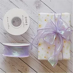Bits & Bobs | Laser Organza Ribbon 1.5 Inch Wide 10 Yards for Gift wrap Bow DIY Craft Bouquet Wreath Baking Baby Shower Wedding Parties Valentine Christmas Tree Decoration (Light Lilac)-image-40
