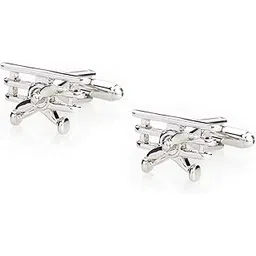 shining jewel - by shivansh Shining Jewel Elegant Fancy and Designer Silver Plated Cufflinks for Men - Vintage Plane Design (SJ_7123)-picture-24