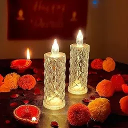 2 Pcs LED Tea Light Candles | Flameless & Smokeless Diya | Decorative Acrylic Candle | Home Decor, Navratri Decor, Diwali Decoration Item, Pooja Room, Table, Mandir Decor-picture-25