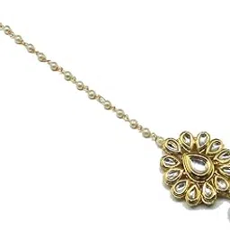 radhesh creation and jewellery Radhesh Creation Jewellery Pear Shape Maang Tikka Decorated with Kundan Work-picture-10