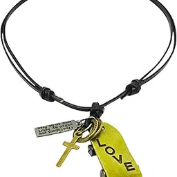 GOLDEN SKATE LOVE – 2-Inch Pure Stainless Steel Pendant with Adjustable Leather Rope for Men & Boys-image-89