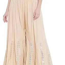 srisaras Women's Ethnic Rayon Mirror Work Palazzo-picture-17