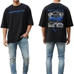 Corvette C8 Blue Lightning Graphic Oversized T-Shirt image 1