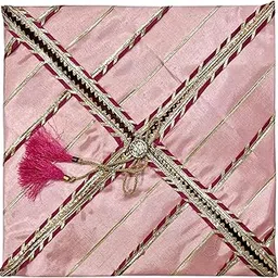 WRAPPING STUDIO Art Silk Fabric Saree/Suit Cover – Dual Color with Gota Line Design | Baby Pink Cloth Storage Organizer for Sarees, Suits | Wedding Gifting & Wardrobe Organizer Bag (Baby Pink)-picture-13