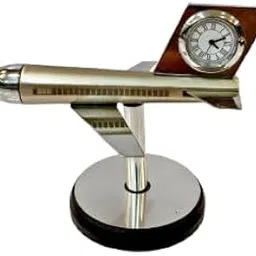 Airforce Plane Alarm Table Clock | Metallic Finish Fighter Jet Shaped Desk Clock | Vintage Aviation Style Timepiece for Home, Office & Study Table | Unique Gift for Men, Boys & Aviation Lovers-picture-20