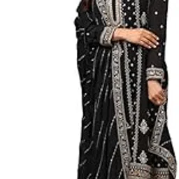soch Womens Black Chinon Embroidered Anarkali Suit Set With Sequins-picture-50