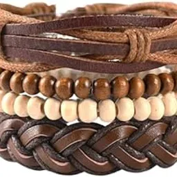 meenaz Bracelet for Man Men Boys Girls Women Black Leather Bracelets for Men | Hand Adjustable Leather Wrap | Birthday Gift Husband Wrist | Hand Band for Boys | Fancy Stylish Accessories Silver Kada-picture-35