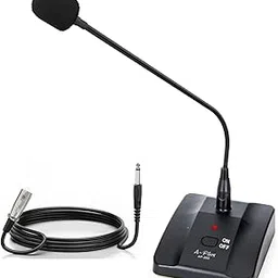A-Plus Gooseneck Wired Podium Condenser Microphone - Table Mounted Corded Voice Condenser Mic with Pop Filter- 5Mtr Female XLR to Jack Cable - for Meetings,Conference,Streaming,Prayer-AP-265 Black image 1