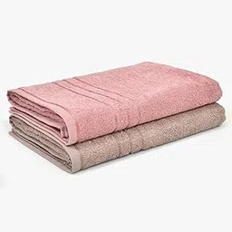 haus & kinder 100% Cotton Bath Towel Set of 2 with Low Twist, 340 GSM Ultra Absorbent, Quick Dry, Super Soft Large Size Towels for Men and Women - 140 X 70 cm, Roe Buck & Dusty Rose-image-17