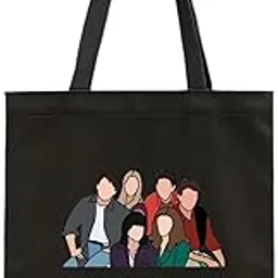 ka__pra Friends TV Show Canvas Tote Bag, Black Shopping Bag with Graphic Print, Long Handle-picture-54