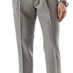 Men Formal Trousers | Slim Fit High Waisted Pleated Front Design | Durable Polyester Blend & Medium Stretch Fabric for Office & Street Wear-image-52