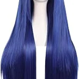 MapofBeauty 32" 80cm Long Straight Anime Costume Cosplay Wig Party Wig (Dark Blue/Black)-picture-11