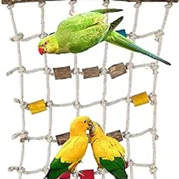 KSK 17" Parrot Bird Cotton Rope Swing Chew Climbing Net Cottan Rope Ladder Toy Play Gym Hanging Swing Net for Budgies Parakeet Small Bird Cage Accessories(Medium)-image-8