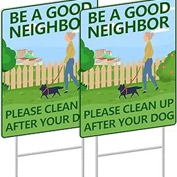 Clean Up After Your Dog Signs for Yard 2 Pack - 12.6x9.5Inches No Dogs Poop Sign with Metal Stake Sturdy, BE A GOOD NEIGHBOR Dog Pooping Signs for Lawn, Pick Up After Your Pooch Outdoor-image-30