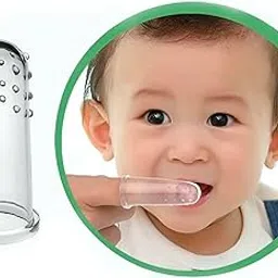 Brain Freezer Silicone Baby Finger Toothbrush, Great for Massaging & Cleaning Gums, BPA-Free, Travel-Friendly Oral Care, Use Soft Brush For Kids & New Born Baby, Kids Finger Toothbrushes Pack of 1 (Clear) image 1
