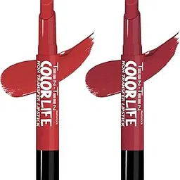 TEEN TEEN Color Life Nontransfer Crayon Lipstick |Matte Finish with Built-in Primer |Waterproof & Long Lasting Lip Color |Smudge-Proof, Fade-Resistant Formula |Combo Color (Ruby Red, Red Wine)-picture-22