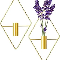 ecofynd Pack of 2 Wall Decor Hanging Planter, Modern Minimalism Hanging Flower Vase, Metal Holder Pots for Plants, Wall Mounted Home Décor for Bedroom, Living Room, Office (HVASE002)-image-50