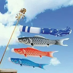 Japanese Windsock Carp Koi Nobori Sailfish Boy's Day Decor Blue+Black-image-31