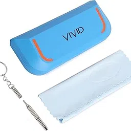 vivid Vision Unisex Adult Lightweight Eyewear Specs Case Cover | Protect Eye Glasses | Chashma Dibbi | Spectacle Box | Closure -Push Button | Plastic | AP-305 | Sky Blue-Orange- 3in1-picture-13