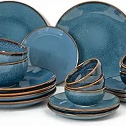 Bodhi House Handcrafted Stoneware Reactive Glaze Ceramic Dinner Set, 20 Pieces Serving for 6, Microwave and Dishwasher Safe, Bone-ash Free, Crockery Set for Dining and Gifting, Greenish Blue-picture-11