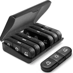 vjm fusion Portable 3 Times a Day Pill Organizer, 7 Day with Large Pill Containers, Light-Proof Pill Case for Vitamins, Medication, Supplements and Fish Oils (Black)-image-29