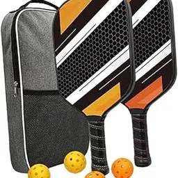 STYLEHEAVEN 2Pieces Pickleball Paddles Rackets with 4pcs Pickleball Balls and Carry Bag Black|Sporting Goods|Tennis & Racquet Sports|Tennis|Racquets-image-1