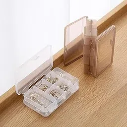 wolpin 1 Pc Jewellery Case Organiser With Adjustable Dividers 10 Grid, Storage Box Case Makeup Home Organizer, Transparent (Double sided, Plastic White)-image-5