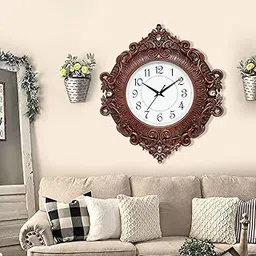 Analog Latest Stylish New Models Wall Clock with Pendulum for Home Living Room Hall Bedroom (Size Height 48 CM X Width 38 CM)- 151C (Dark Brown) (Dark Brown)-picture-10