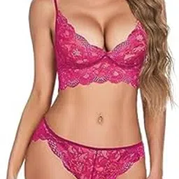 talkahead TalkHead V Neck Bikini Set Hot & Sexy Night Dress Hot Bra Panty Set Honeymoon Dress Transparent Net Lingerie Set for Women's-picture-51