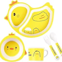 AROSHNAY Bamboo Fiber Dinner Set for Kids - Baby Feeding Bowl, Bamboo Fibre Kids Set, Bamboo Fiber Plates for Kids, Babies Feeding Set, Kids Feeding Set (Bird)-picture-31