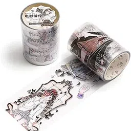 Vitality Girls Scrapbooking Decorative Tapes, Washi Tape Stickers PET Transparent Aesthetic Tapes Sticker for Journal Making, Scrapbooking, DIY Art and Craft (Film tour)-picture-33