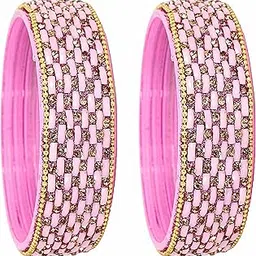 nmii Glass Golden Zircon Stone & Beads Kada Set For Women & Girls | Fancy Design | Traditional Look Kangan | Bangles For Women Wedding, Party, Function, Daily use -Set of 2 Kada-picture-29